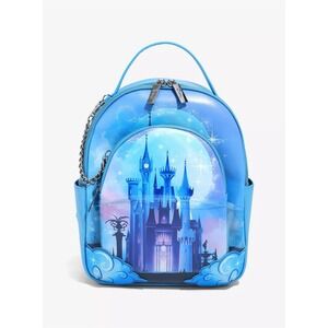 NWT Disney Danielle Nicole Cinderella's Castle Metallic Blue Backpack & Bag
